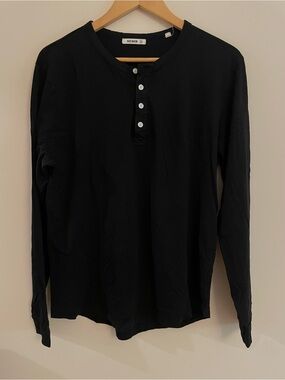 Buck Mason Black Cotton Henley (M)